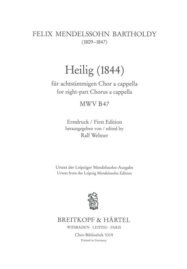 Heilig - für achtstimmigen Chor a cap. MWV B47